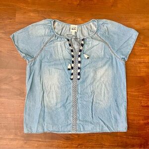 Women's Code Bleu Embroidered Tassel Short Sleeve Shirt Women’s Size XL